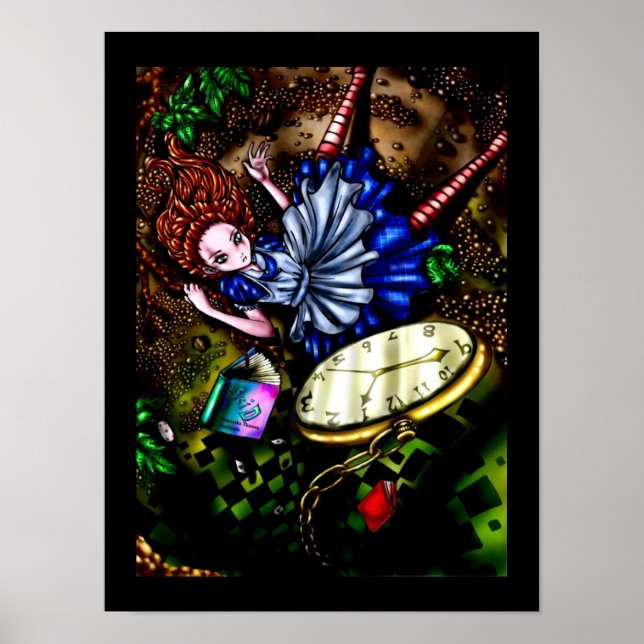 Póster Alice abajo, Poster del agujero de conejo (Frente)