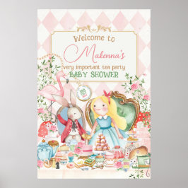 Póster Alice Adventure Woderland Baby Showe Bienvenidos a