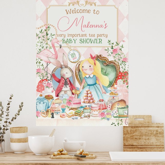 Póster Alice Adventure Woderland Baby Showe Bienvenidos a (Cocina)