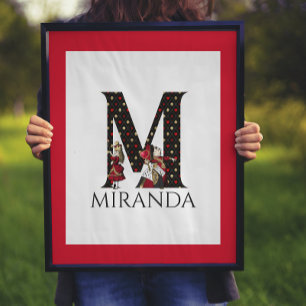 Póster Alice and Queen Illustrated Letter M Wall Print