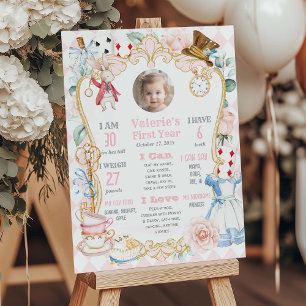 Póster Alice en ONEderland-Pink cumpleaños número 1