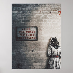 PÓSTER ALICE EN WONDERLAND Y RÓTULO "POR QUÉ TE IRÍAS"