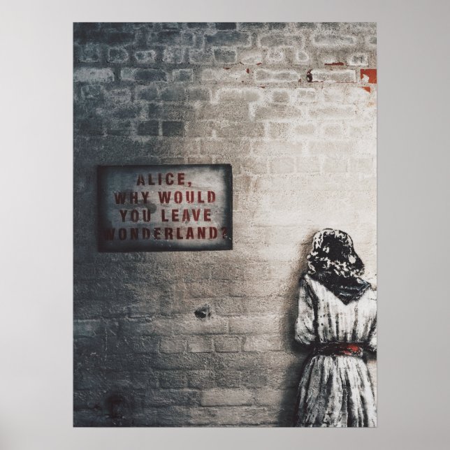 PÓSTER ALICE EN WONDERLAND Y RÓTULO "POR QUÉ TE IRÍAS" (Frente)