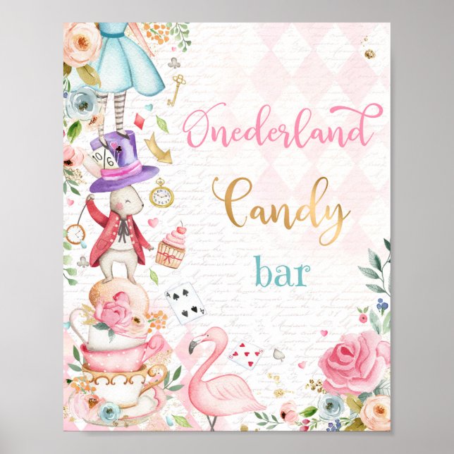Póster Alice In Onederland Wonderland Candy Bar Rótulo (Frente)