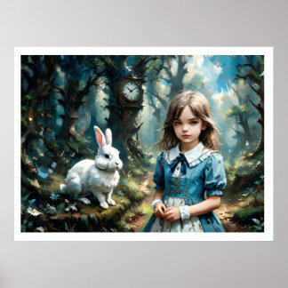 Póster Alice in the Wonderland and the White Rabbit
