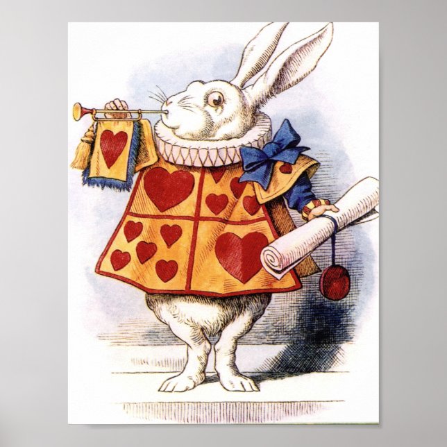 Póster Alice In Wonderland Bunny Horn Hearts Poster (Frente)