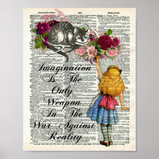 Póster Alice in Wonderland Cheshire Cat Dictionary Art
