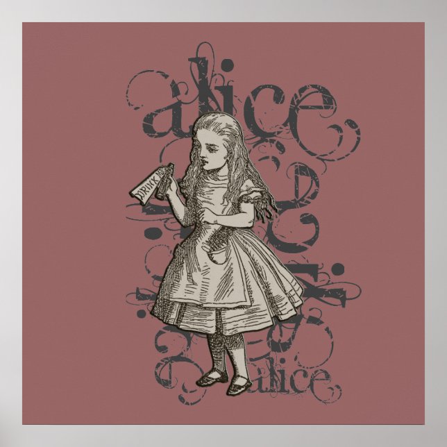 Póster Alice In Wonderland Grunge (Rosa) (Frente)
