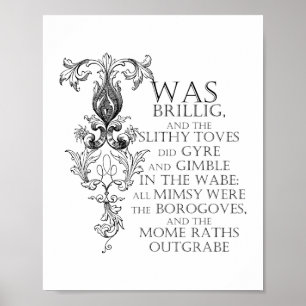 Póster Alice In Wonderland Jabberwocky Poem Poster Rótulo
