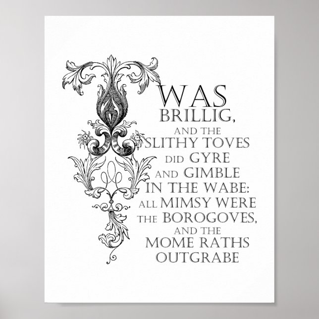 Póster Alice In Wonderland Jabberwocky Poem Poster Rótulo (Frente)