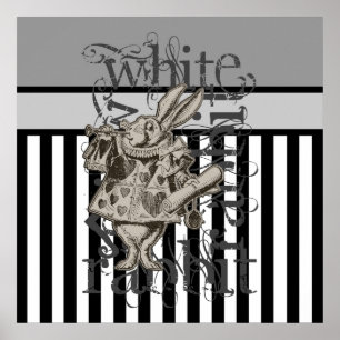 Póster Alice In Wonderland White Rabbit Grunge
