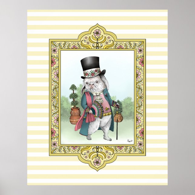 Póster Alice in Wonderland White Rabbit Wearing Clothes (Frente)