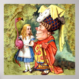 Póster Alice juega el croquet flamenco con la duquesa
