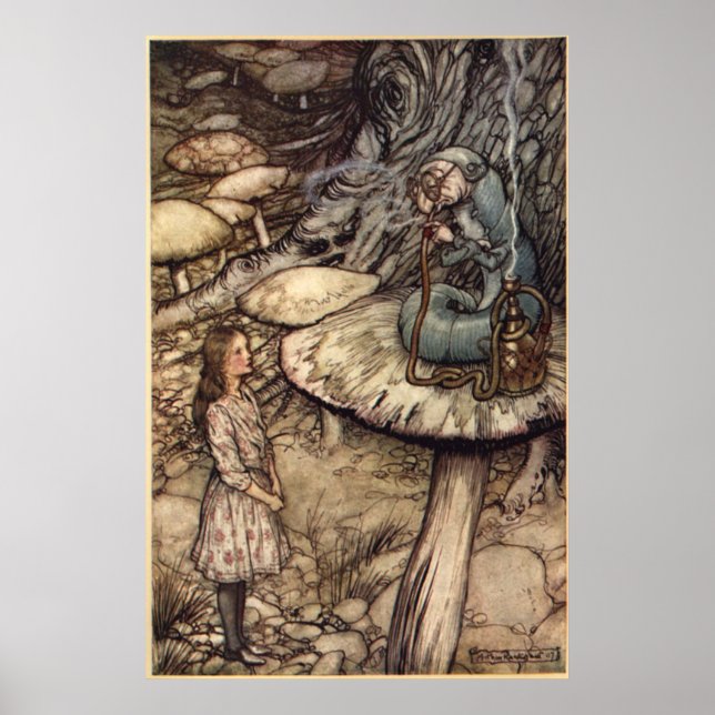 Póster Alice & la oruga por Arthur Rackham (Frente)