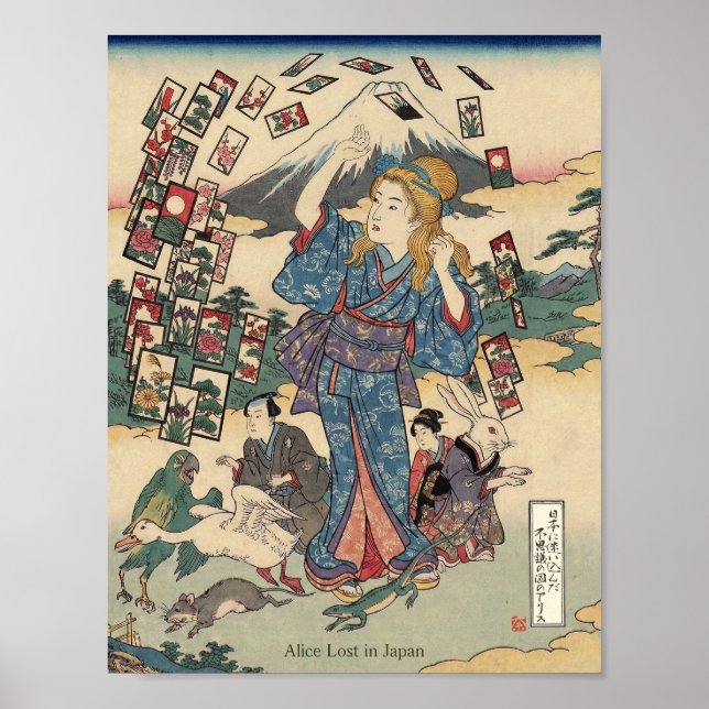 Póster Alice Lost in Japan | Ukiyo-e Floating Wonderland (Frente)