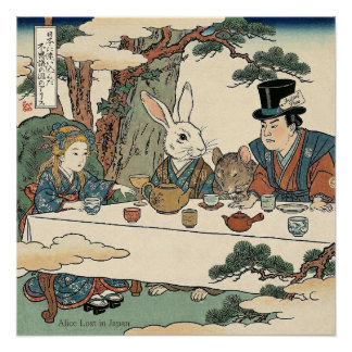 Póster Alice Lost in Japan | Ukiyo-e Mad Tea Party