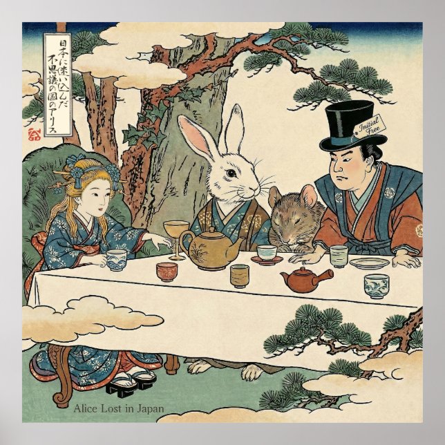 Póster Alice Lost in Japan | Ukiyo-e Mad Tea Party (Frente)