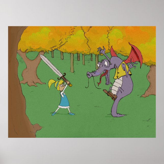 Póster Alice luchando contra el Jabberwocky (Frente)