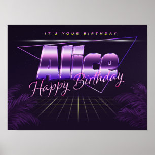 Póster Alice Name Vorname lila retro Poster Geburtstag