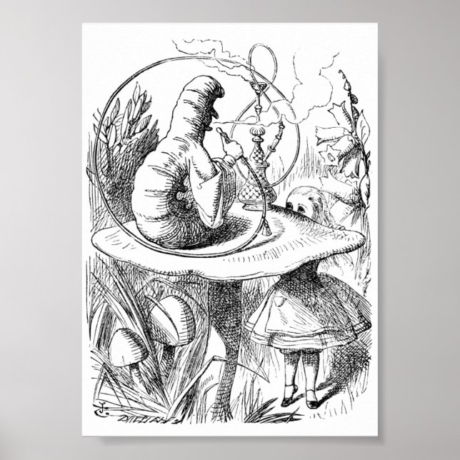 Póster Alice se reúne con el Poster de la oruga (Frente)