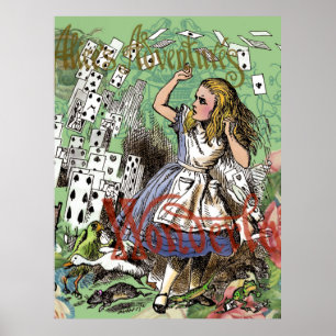 Póster alice tarjetas pais de las maravillas sombrerero c