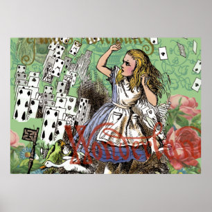 Póster alice tarjetas pais de las maravillas sombrerero c