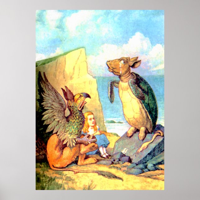Póster Alice, The Griffin & the Mock Turtle in Wonderland (Frente)