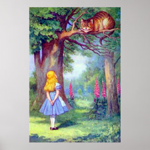 Póster Alice y el Poster de color completo del gato de Ch