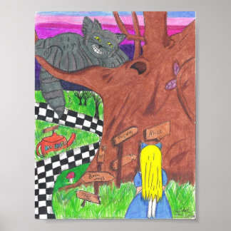 Póster Alice y el poster del gato quesire