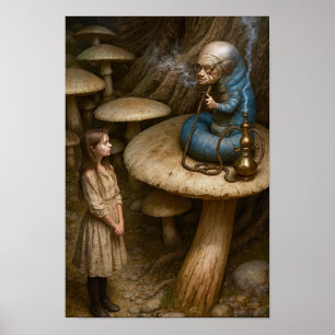 Póster Alice y la oruga que fuma narguile