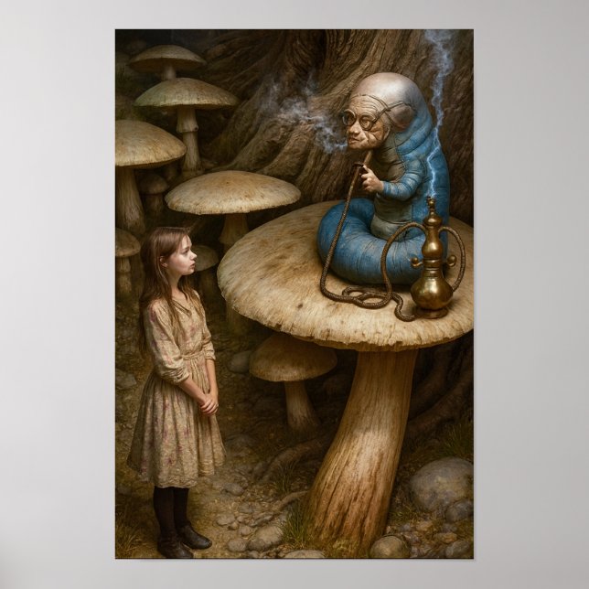 Póster Alice y la oruga que fuma narguile (Frente)