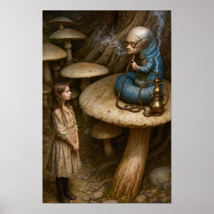 Póster Alice y la oruga que fuma narguile