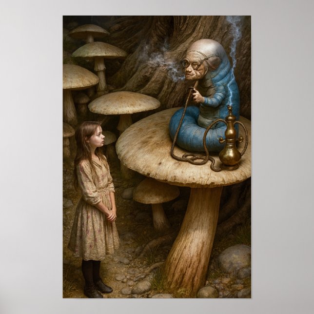 Póster Alice y la oruga que fuma narguile (Frente)