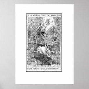 Póster Alicia cayendo por el agujero de conejo