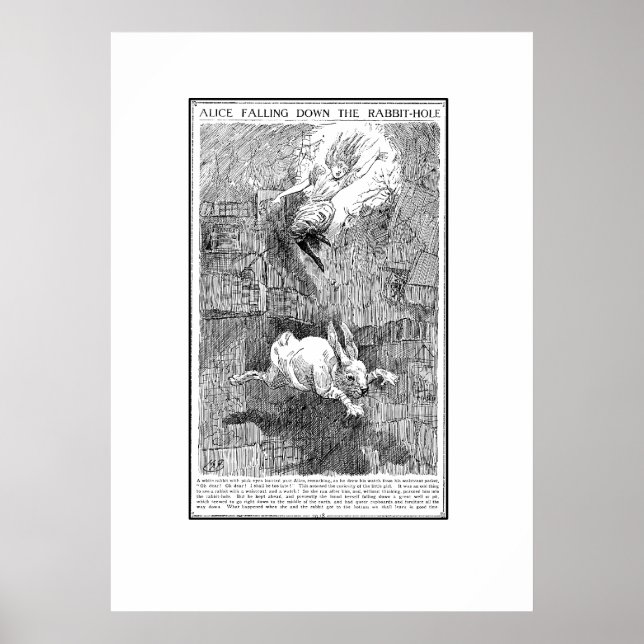 Póster Alicia cayendo por el agujero de conejo (Frente)