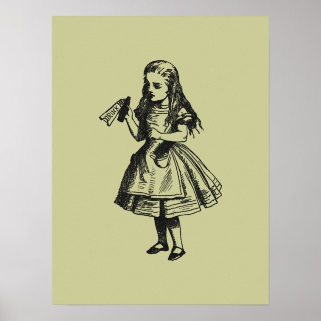 Póster Alicia con frasco "Beba conmigo" (Frente)