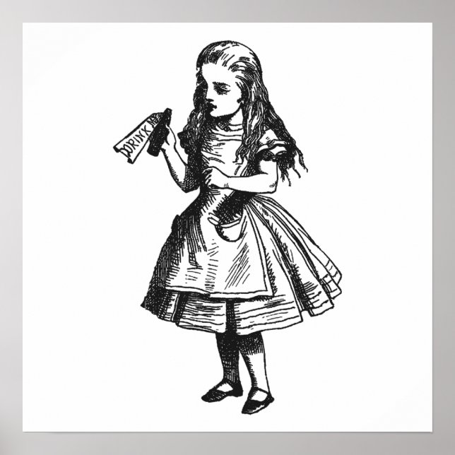 Póster Alicia con frasco "Beba conmigo" (Frente)