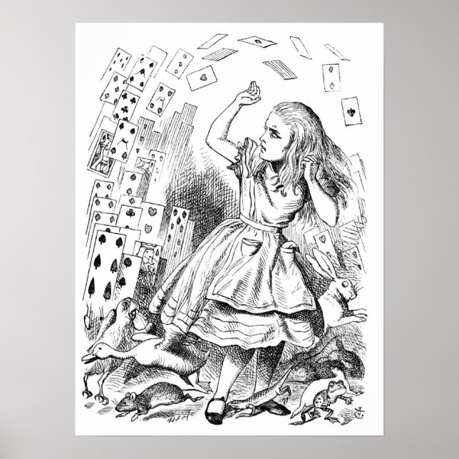 Póster Alicia con tarjetas (Frente)