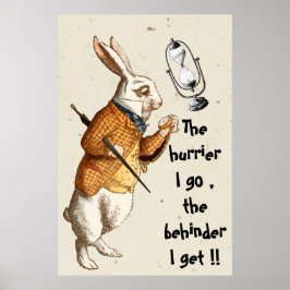 Póster Alicia - Conejo Blanco - Vidrio de la Hora 1865