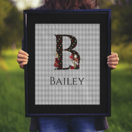 Póster Alicia de Maravilla y Reina de Corazón Letra B