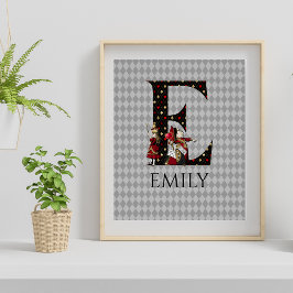 Póster Alicia de Maravilla y Reina de Corazón Letra E