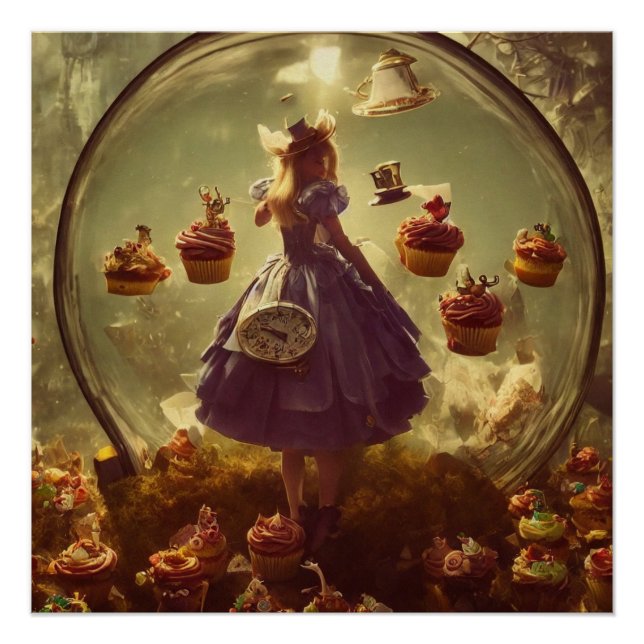 Póster Alicia de Steampunk y pasteles (Anverso)