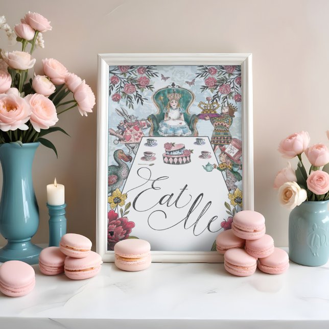 Póster Alicia en el país de las maravillas, Fiesta de té  (Alice in Wonderland Tea Party Eat Me Poster)