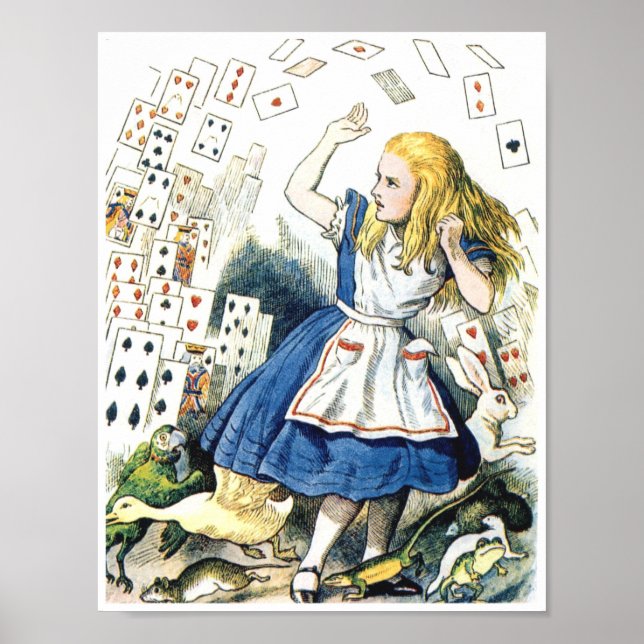 Póster Alicia En El País De Las Maravillas Jugando Cartas (Frente)