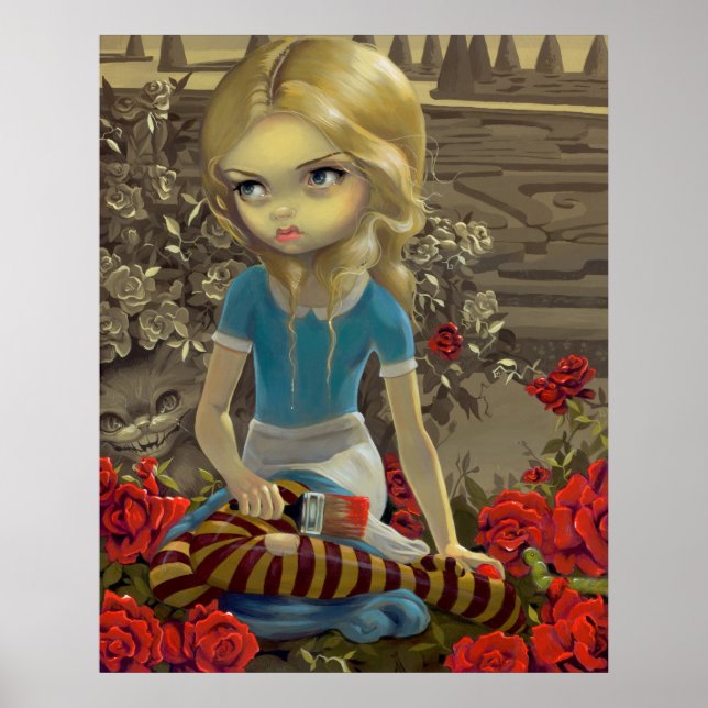 Póster Alicia en el país de las maravillas pintando a los (Frente)