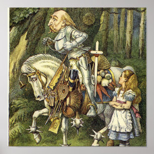 Póster Alicia en la imagen de un caballero blanco en el p