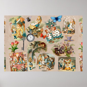 Póster Alicia en personajes del gato de Cheshire en el pa