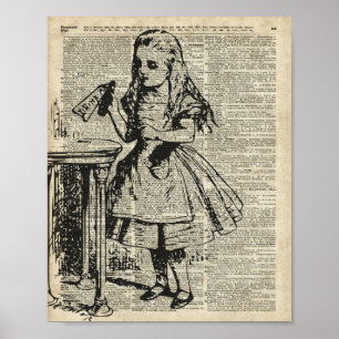 Póster Alicia en plantilla del vintage del país de las