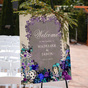 Póster Alicia negra vintage floral en Boda de Maravilla