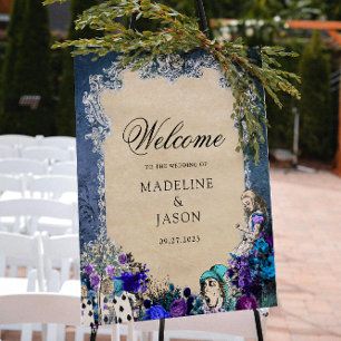 Póster Alicia negra vintage floral en Boda de Maravilla